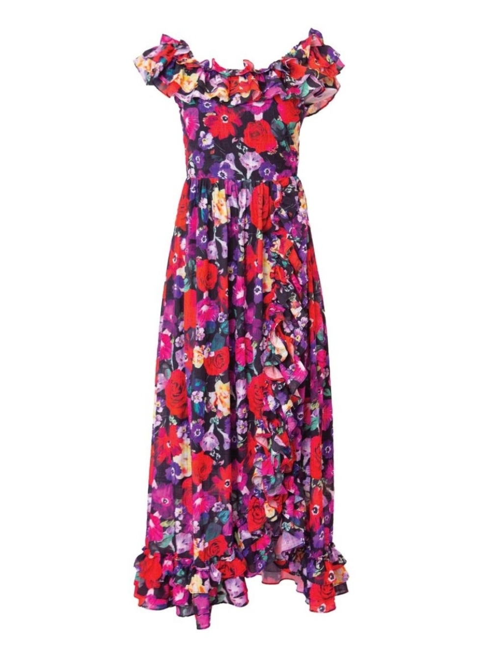Ivy City Co Black Floral Havana Maxi Dress Size Large